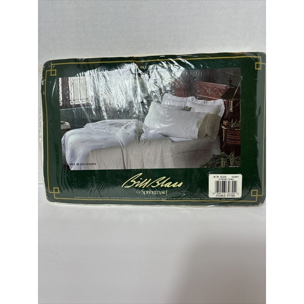 Bill Blass Springmaid No Iron Full Double Fitted Sheet Ivory 200 Thread Vintage